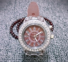 LED Luminous Watches Geneva Women Quartz Watch Women Ladies Silicone Bracelet Watches