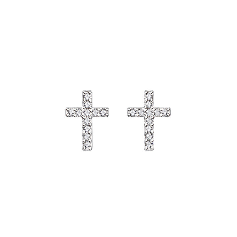 2024 New Fashion Stainless Steel Cross Earrings Product Temperament All Match Birthday Anniversary Earrings Small Gift